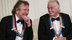 Robert Plant y Jimmy Page, durante una evento en la Casa Blanca