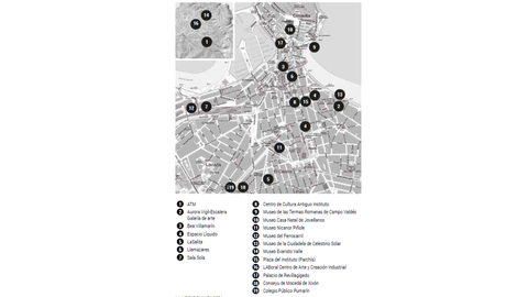 Mapa de museos y galer�a de la Noche Blanca en Gij�n