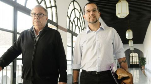 Los representantes de Podemos que han acudido a la reunin negociadora con representantes del PSOE-A