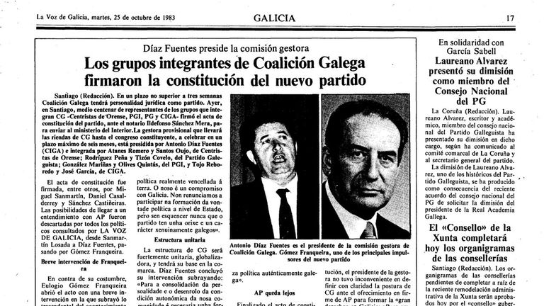 En 1983 Coalición Galega daba un paso adelante y se convertía en partido