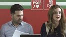 Noel López, secretario de organización del PSOE andaluz, en la rueda de prensa en la que anunció que se aparta temporalmente de sus funciones.
