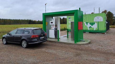 Una estación de servicio de biometano gestionada por la cooperativa finlandesa Valio en la localidad de Haapavesi