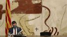 Pere Aragons dirigi este mircoles, como presidente interino de la Generalitat, su primer consejo de gobierno, en el que dej vaco el asiento de Torra