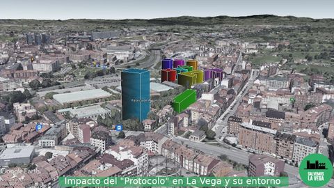 Infografía de la construcción de viviendas en La Vega, Oviedo