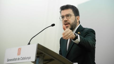El presidente de la Generalitat, Pere Aragonès, este miércoles en rueda de prensa