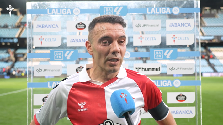 El capit�l den Celta, Iago Aspas, tras el partido frente al Oviedo de este domingo en Bala�dos.