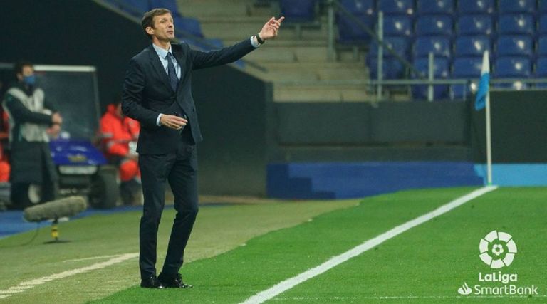José Ángel Ziganda, durante el Espanyol-Real Oviedo