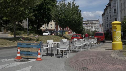 Terrazas improvisadas en las calles de Lugo