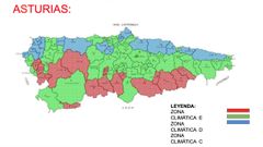 Mapa de las zonas climticas en Asturias