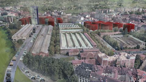 Infografía de cómo quedará la antigua fábrica de armas de Oviedo si se cumple el protocolo, según Salvemos La Vega