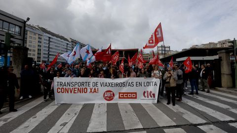 Protesta en la estacin de A Corua