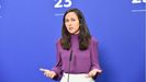 La ministra de Derechos Sociales y Agenda 2030 en funciones, Ione Belarra, en rueda de prensa.