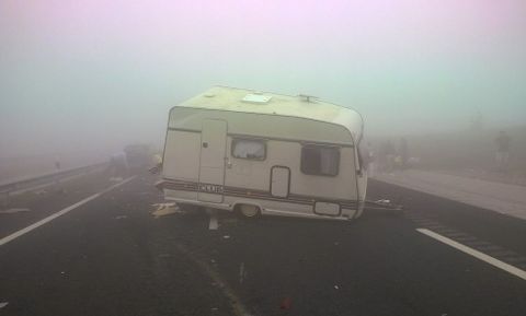 Una caravana accidentada en el siniestro del 26 de julio del 2014. 