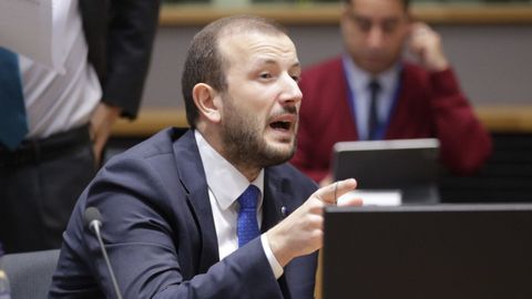 Sinkevicius, eurocomisario de Medio Ambiente, Océanos y Pesca, el pasado día 21, en Bruselas