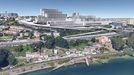 La propuesta de los accesos para el Novo Chuac de A Coruña (en una recreación) fue corregida para evitar la construcción de una macroglorieta en altura sobre la avenida de A Pasaxe o As Xubias (AC-12)