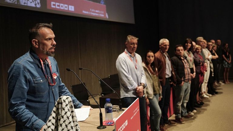 José Manuel Zapico tras ser reelegido este martes secretario general de CCOO de Asturias