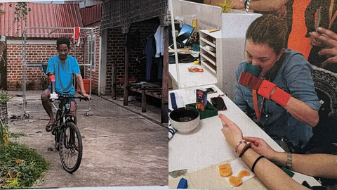 Usuarios utilizando las protesis realizadas con impresi�n 3D por el equipo de MediaLab