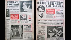 Así lo contó LA VOZ DE ASTURIAS. Una visita de Serrat a Oviedo, que patrocinó este periódico, y la muerte de Bob Kennedy en portadas del año 1968
