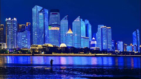 Panormica de la ciudad de Qingdao, en China