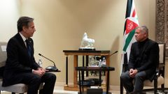 El secretario de Estado de EE.UU., Antony Blinken, durante su reunin con el rey de Jordania