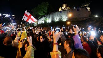 Protesta proeuropea en Tiflis la noche del sbado.