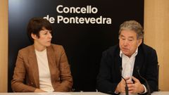 Ana Pontn y Miguel Anxo Fernndez Lores, durante su comparecencia conjunta en el Concello de Pontevedra