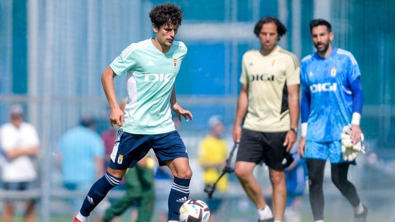 Sangalli, durante el partido del Oviedo ante el Vetusta