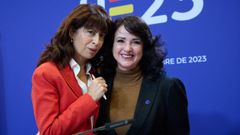 La ministra de Igualdad, Ana Redondo, junto a la Comisaria Europea, Helena Dalli, en la reunión informal ministerial de Igualdad auspiciada por la Presidencia Española del Consejo de la Unión Europea que se celebra en Pamplona. 