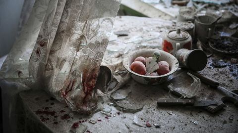 Los estragos de la guerra de Ucrania en Donetsk.