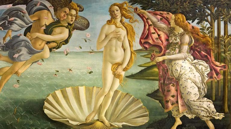 El Nacimiento de Venus de Sandro Botticelli se puede contemplar en las Salas 10/14 de la Galería Uffiz