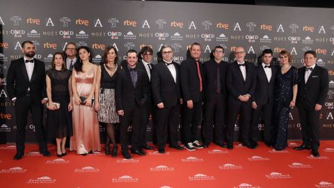 Los nominados al mejor cortometraje de ficcin a su llegada a la gala, que se celebra en el Marriott Auditorium Hotel de Madrid