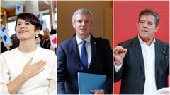 Ana Pontón, Alfonso Rueda y José Ramón Gómez Besteiro, los candidatos de los tres partidos con representación en el Parlamento de Galicia.