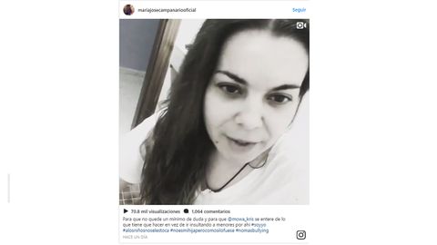 Captura del vdeo de Instagram que Mara Jos Campanario colg defendiendo a la hija de Beln Esteban. 