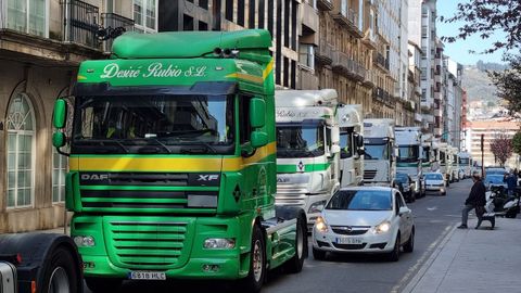 Manifestación de camiones por Ourense