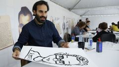David Pintor, integrante de Pinto & Chinto, en un taller de caricatura 