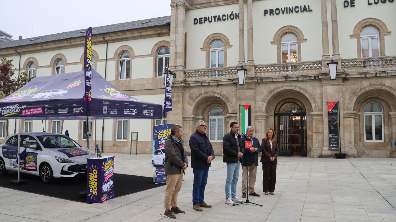 Subasta de�15 novillas de rubia gallega en Adai, O Corgo.Presentaci�n de la campa�a y del coche h�brido que se sortea delante de la Diputaci�n de Lugo