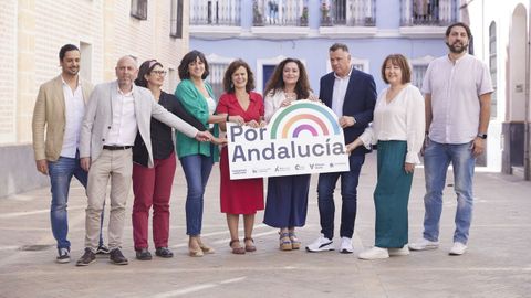 Miembros de la coalicin Por Andaluca y Podemos en la presentacin de la nueva formacin para las elecciones andaluzas