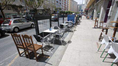 Terrazas improvisadas en las calles de Lugo