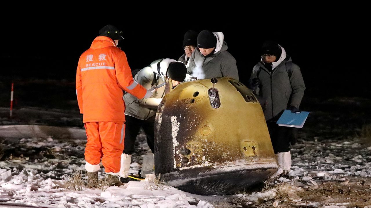 Imagen de la misin Chang'e 5 que aluniz en diciembre del 2020