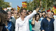 Feijoo y otros lderes del PP en una manifestacin en Barcelona el pasado da 8.