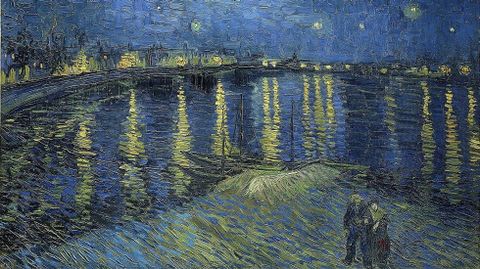 Uno de los pintores que frecuentemente se asocia con la tristeza es Van Gogh, que vivi atormentado por su soledad. Noche estrellada sobre el Rdano (1888, Museo de Orsay, Pars)