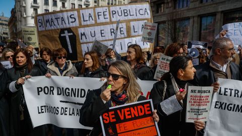 Letrados de la Administracin de Justicia manifestndose hace un ao por las calles de Madrid.