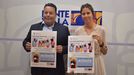 scar Aurelio Snchez y Marta Insua en la presentacin de la campaa en el Centro Comercial Ponte Vella