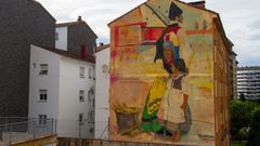 Mural de Samir Toumi en homenaje al traje asturiano.