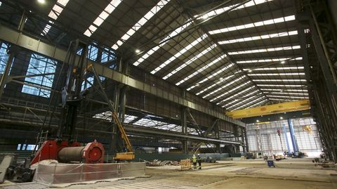 Taller de bloques planos en el que se habilita la fábrica de monopiles