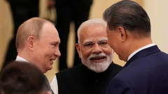 Putin, Modi y Xi escenificaron cordialidad en la cumbre asitica de Tianjin.