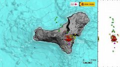 Actividad ssmica de los ltimos tres das en la isla de El Hierro, con 124 terremotos.
