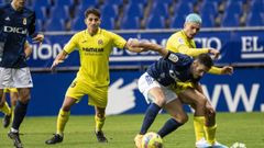 Lucas protege un bal�n durante el Oviedo-Villarreal B