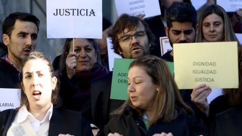 Letrados de la Administración de Justicia, concentrados el pasado día 3 en Santiago.