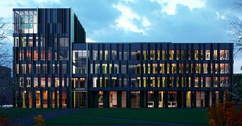 Recreacin de la fachada de la nueva biblioteca de la Universidad de Birmingham. 